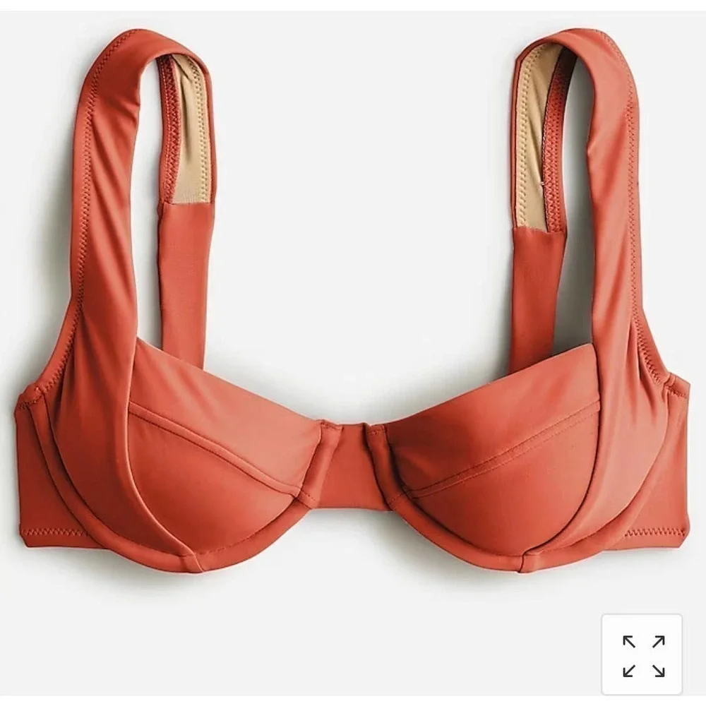 J. Crew Cross-back underwire bikini top Wildfire Red Women's Size 36DD NWT